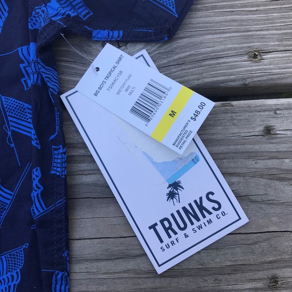 Trunk Surf & Swim Co Big Boys Shirt Tropical Blue - Picture 4 of 8